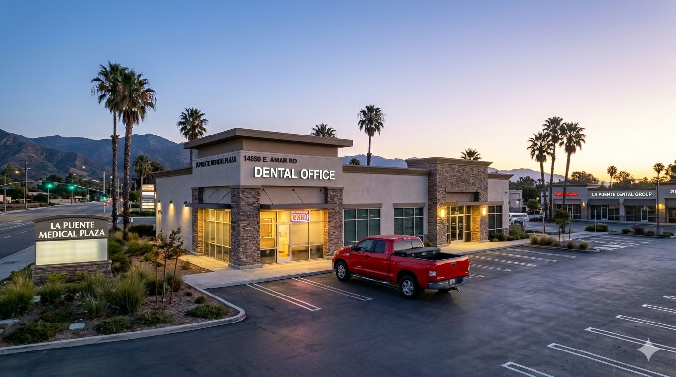 MS Dental Works truck on-site at a dental office